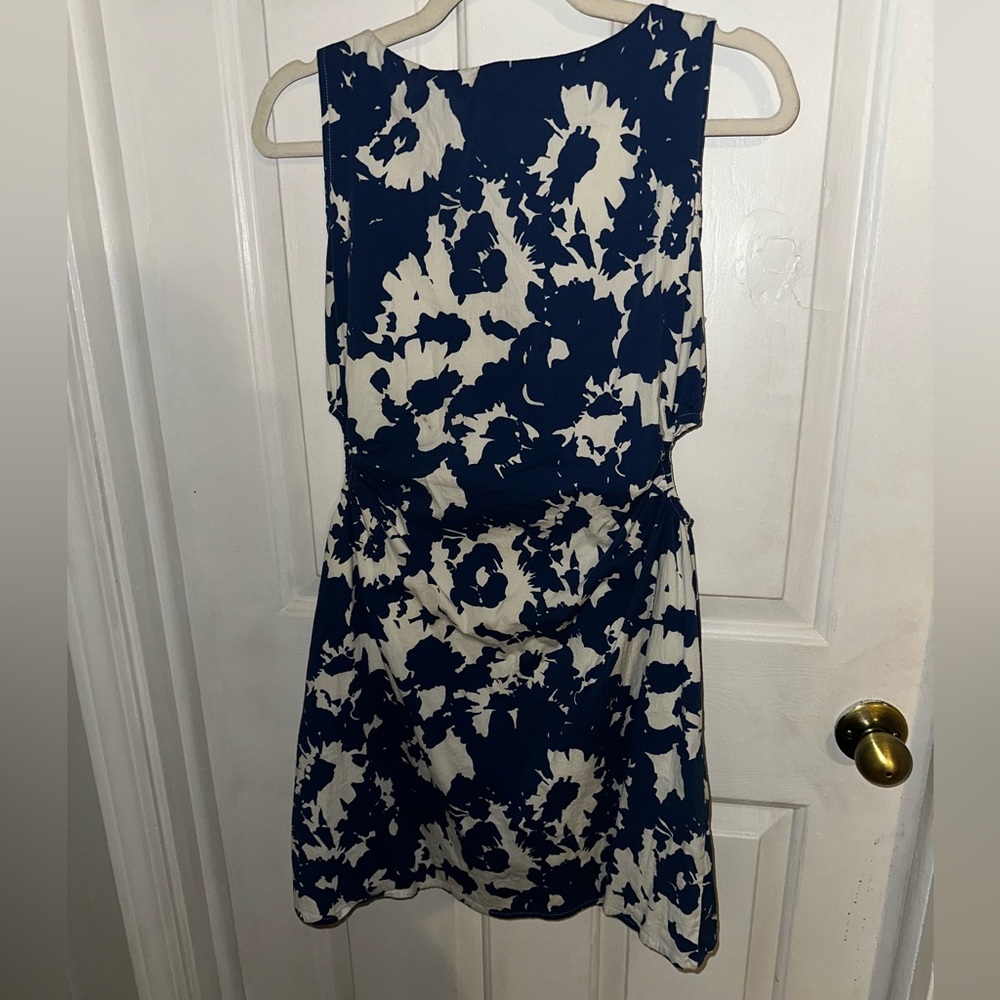 Floral Sleeveless Dress - Blue and White - Abercrombie and Fitch